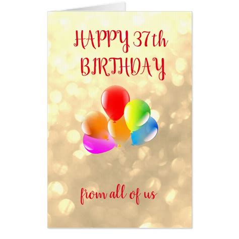 Large Happy 37th Birthday Card