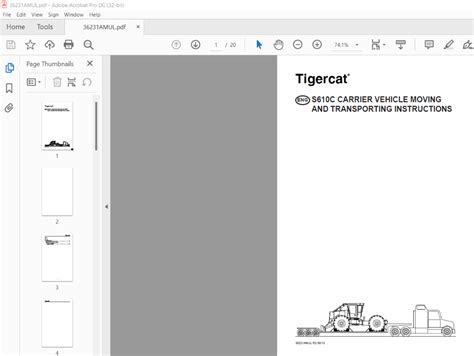 Tigercat S C Carrier Vehicle Moving And Transporting Instructions