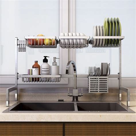 Best of all, the rack's sophisticated, understated design blends attractively with existing decor, appliances, and accents to ensure a flawless introduction into any kitchen. RackShack™ Over The Sink Dish Drying Rack - Dish Rack in ...