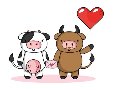 Dibujos Animados De Amor Y Animales Vector Premium