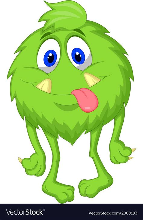 Vector Illustration Of Hairy Green Monster Cartoon Download A Free