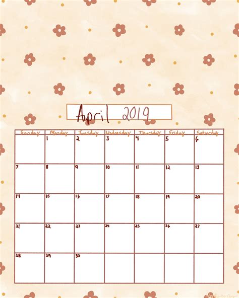 Free Calendar Printable April 2019