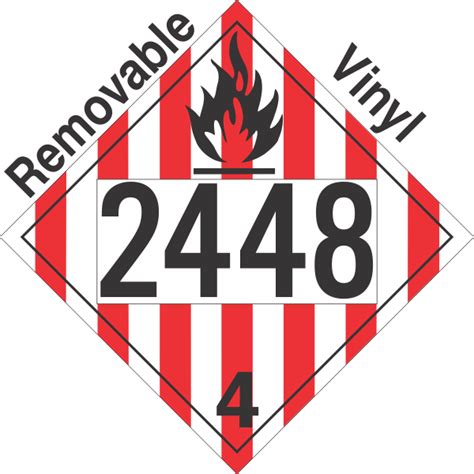 Flammable Solid Class 4 1 UN2448 Removable Vinyl DOT Placard