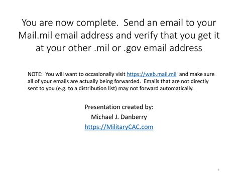 Ppt Forwarding Your Mailmil Email To Another Mil Or Gov Email