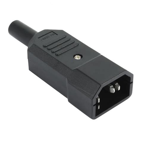 250v 10a Rewireable Iec C14 3 Prong Male Socket Adapter Black