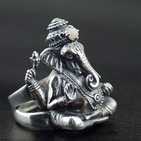 Japan Gothic Jewelry Buddha Elephant Trunk Fortune 925 Sterling Silver