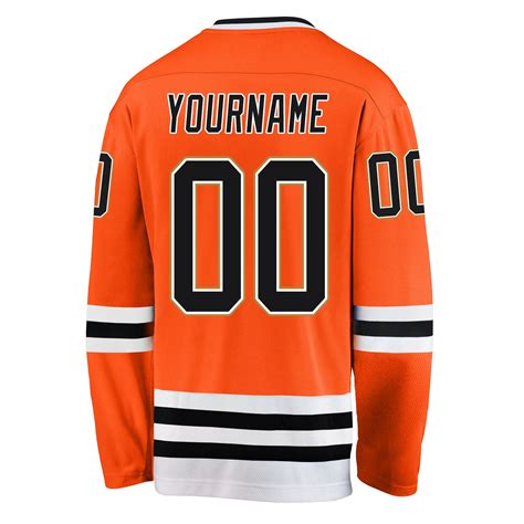 Custom Orange Black White Hockey Nhl Jersey