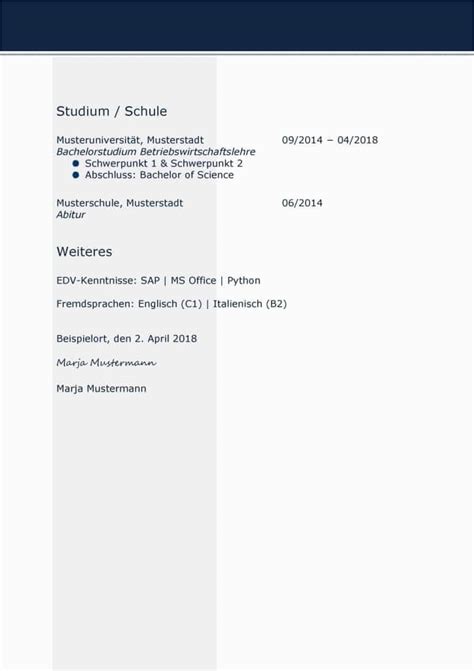 Englisch C1 Lebenslauf Tabellarischer Lebenslauf Vorlage ...