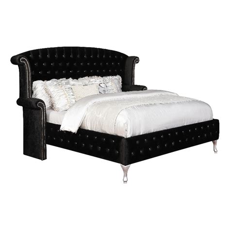 Coaster Deanna Tufted Upholstered Velvet Eastern King Bed In Black