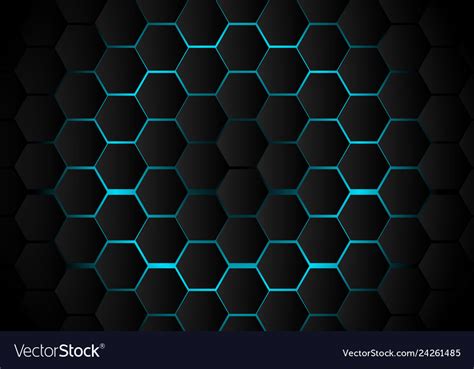Abstract Black Hexagon Pattern On Light Blue Vector Image