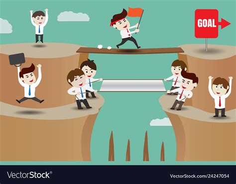 Teamwork Businessman Helping To Achieve The Goal Vector Image