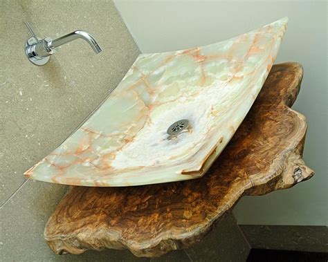 A Gorgeous Stone Vessel Sink And Its Wood Base Command