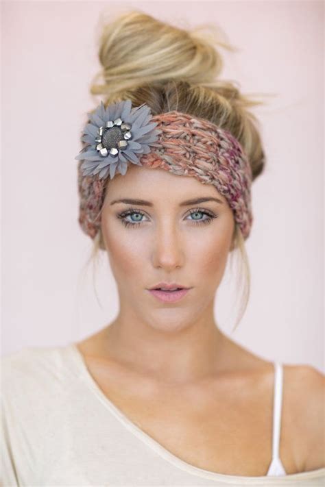 Gray Boho Knitted Headband Cute Hair Bands Knit By Threebirdnest Boho