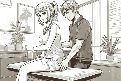 Anime Cute Young Girl Masseuse At Massage Parlor Manga Style Illustration Generative Ai