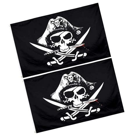 Buy 2pcs Halloween Pirate Skull Pirate Banner Jolly Roger Pirate Black