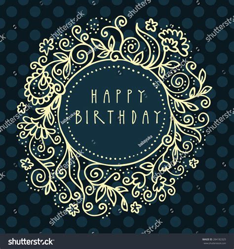 Happy Birthday Shabby Chic Floral Greeting Stock Illustration 284182325