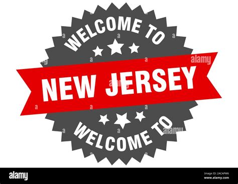 New Jersey Sign Welcome To New Jersey Red Sticker Stock Vector Image