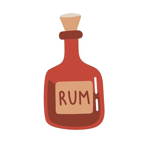 Premium Vector Antique Glass Pirate Bottle Of Rum Alcohol Hand Drawn