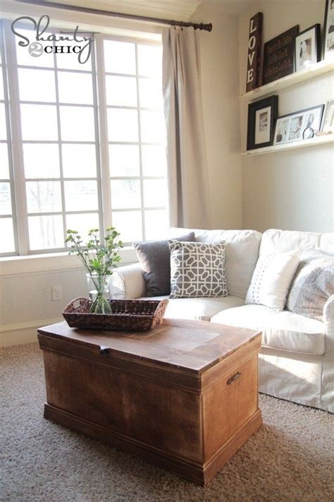 Tabletop and shelf have tempered glass for safety. Pottery Barn Inspired Chest Coffee Table | Coffee table ...