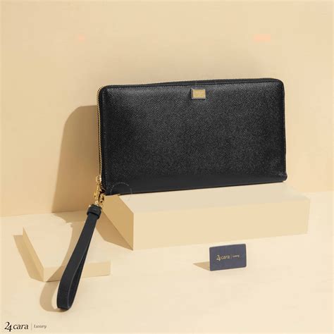 Dolce And Gabbana Leather Zip Around Organizer Wallet Wristlet Clutch Bag