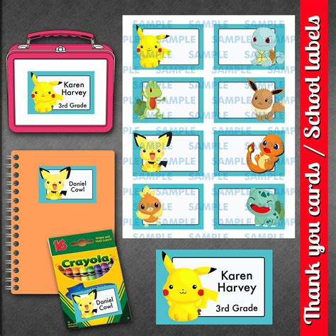 Pokemon Printable Labelspokemon Name Cardspokemon School Labels