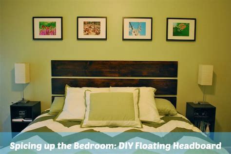 The materials needed for this diy floating bed frame with led lighting include a base bed frame, top bed frame, headboard, screws, wood stain, and led light. Spicing up the Bedroom: DIY Floating Headboard