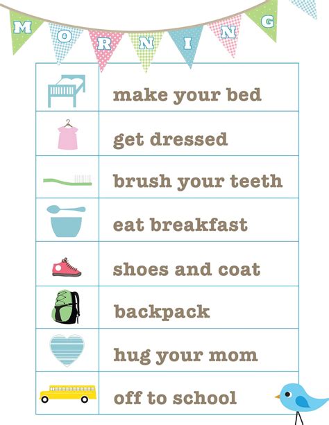 Morning Routine Chart For Kids