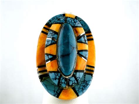 Richard Begay Turquoise Inlaid S Silver Ring Sold Sedona By Manzano