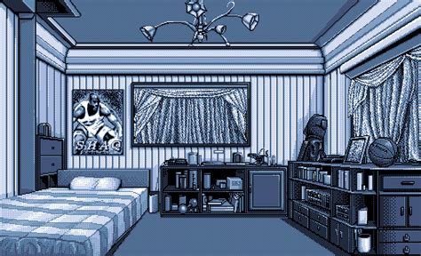 Pixel Art Artwork Room Blue Purple Basketball Poster Bed Bedroom