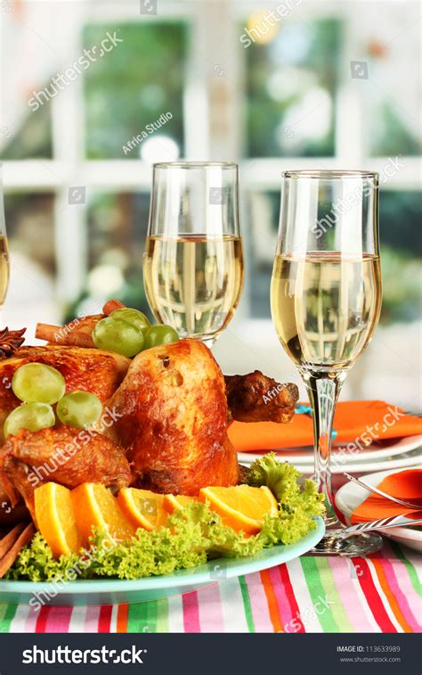 Back to back roasting capability. Banquet Table With Roast Chicken And Glasses Of Wine. Thanksgiving Day Stock Photo 113633989 ...