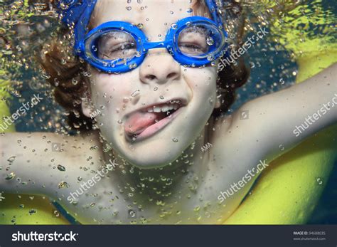 Underwater Picture Young Boy Swimming Playing Stock Photo 94688035