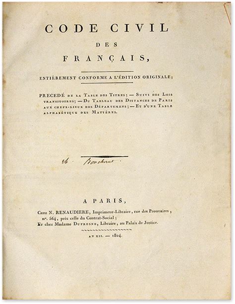Code Civil des Francais, Entierement Conforme a l'Edition Originale