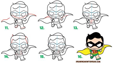 How To Draw Cute Kawaii Chibi Robin From Dc Comics Batman And Robin