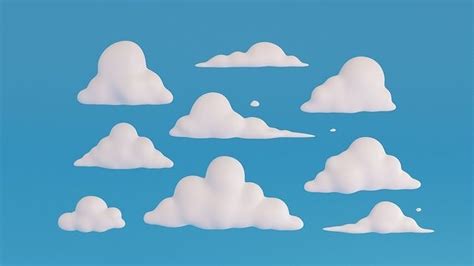 3d Model Cartoon Clouds Pack Vr Ar Low Poly Cgtrader
