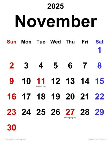 Calendar November 2025
