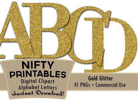 Gold Glitter Alphabet Nifty Printables