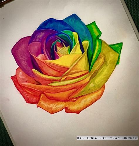 Rainbow Rose Disegno Di Fiori Tatuaggio Di Fiori Tatuaggi Arcobaleno