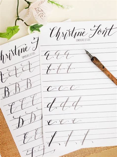 Modern Calligraphy Practice Worksheets Uppercase And Etsy