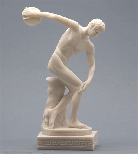 Discobolus Discus Thrower Nude Male Athlete Greek Roman Cast Alabaster