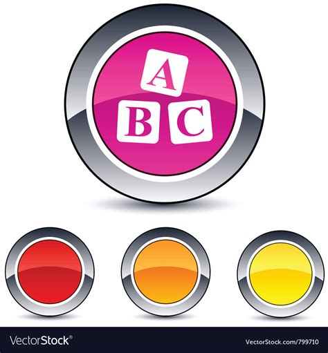 Abc Cubes Round Button Royalty Free Vector Image