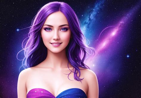 Premium Ai Image A Beautiful Young Woman Against The Backdrop Of A Futuristic Space Of Space