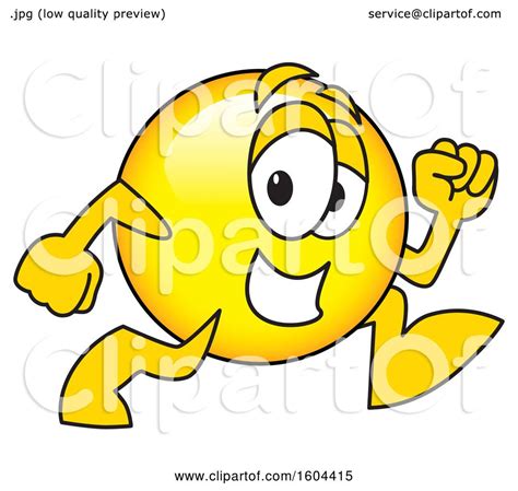 Clipart Of A Smiley Emoji School Mascot Character Running Royalty