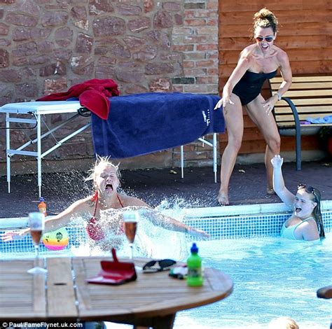 Kerry Katona Wears Tiny Red Bikini In The Pool With Daughter Molly And