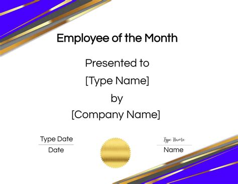 Employee Of The Month Certificate Template Customize Online