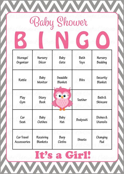 Are you ready for bingo night? Owl Baby Shower Game Download for Girl | Baby Bingo ...