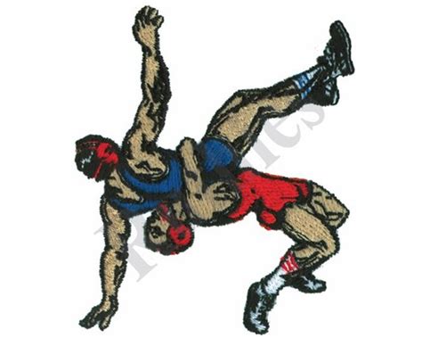 Wrestlers Large Machine Embroidery Design Etsy