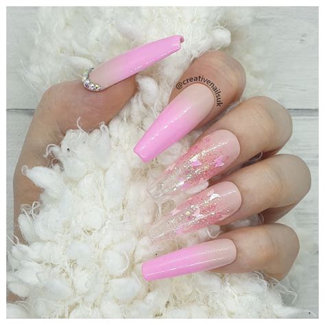 Pink Ombre And Butterfly Press On False Nails Creative Nails