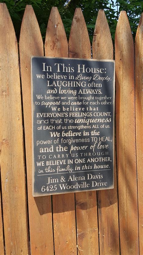 Personalized Carved Wooden Sign In This House We Believe In Living