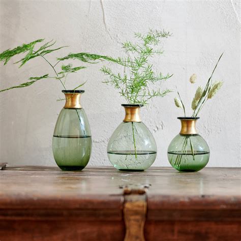 Rounded Brass And Coloured Glass Vase By All Things Brighton Beautiful