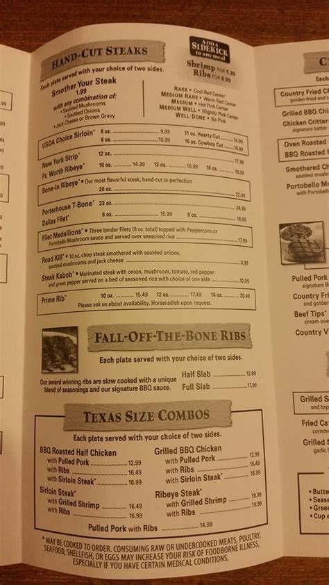 You can start with them as you await your meal. Texas Roadhouse Menu Prices